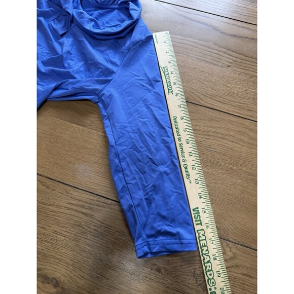 Lulu B Top Size Small Ruffle Neck 3/4 Sleeve Stretch Blue Modern Lightweight - Picture 5 of 11